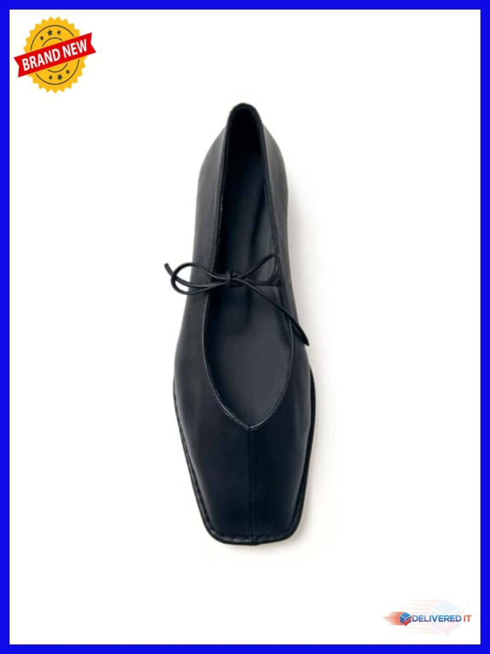 Faux Leather Lace Up Ballet Flats Square Toe Slip On Bow Tie Mary Jane Comfy